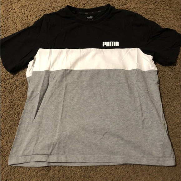 Puma Boys XL Cotton T Shirt Casual Striped R2 - Picture 1 of 7
